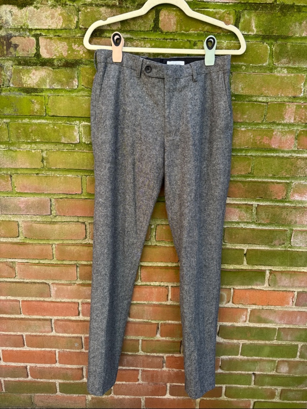 Topman Gray Slim Wool-Blend Dress Trousers
